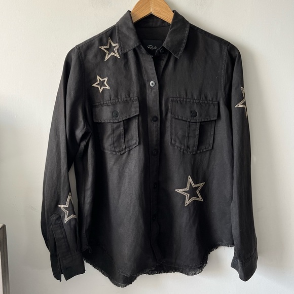 RAILS LOREN SHIRT BLACK METALLIC STARS XS - Linen & Lyocell Blended - Picture 3 of 12